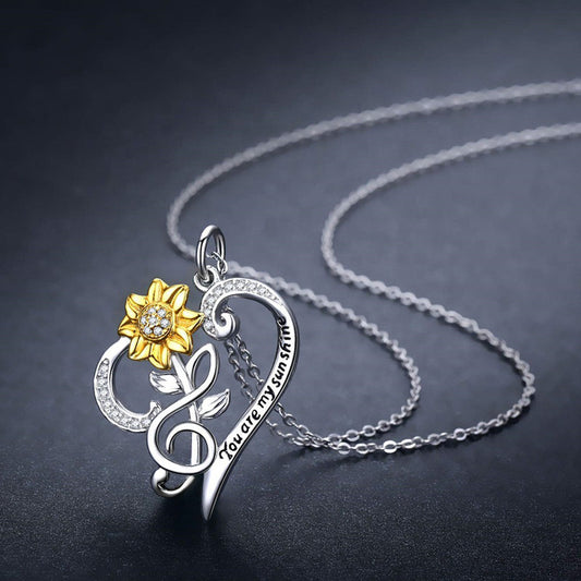 BoldlyBeautiful - Sunflower Heart-Shaped Small Pendant Necklace