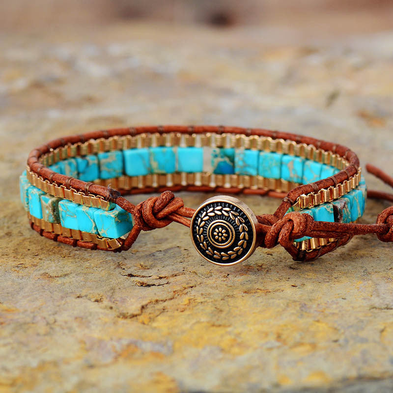 BoldlyBeautiful - Fashion Imperial Stone Hand-woven Leather Bracelet Jewelry