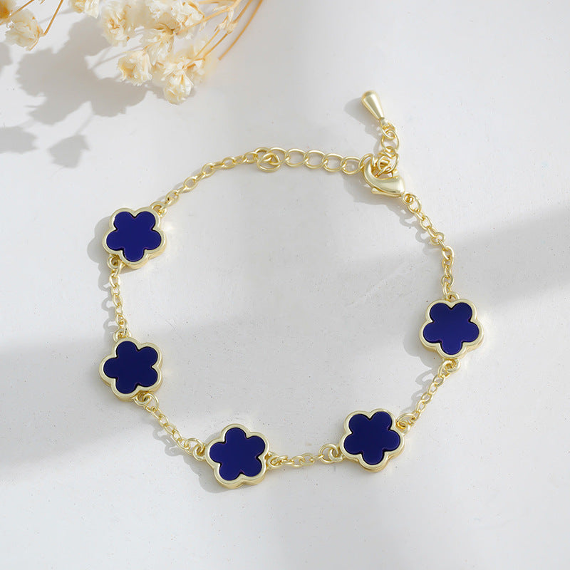 BoldlyBeautiful - Real Gold Plated Five Petal Flower Bracelet for Women