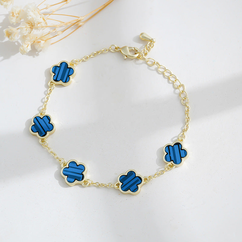 BoldlyBeautiful - Real Gold Plated Five Petal Flower Bracelet for Women