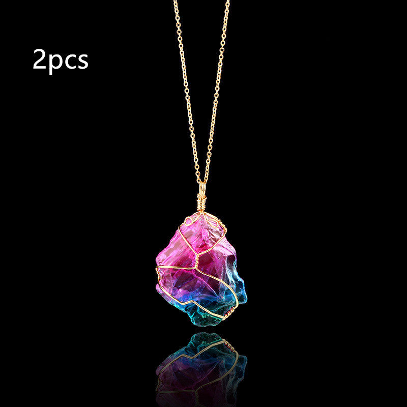 BoldlyBeautiful - Rainbow Quartz Crystal Pendant Necklace