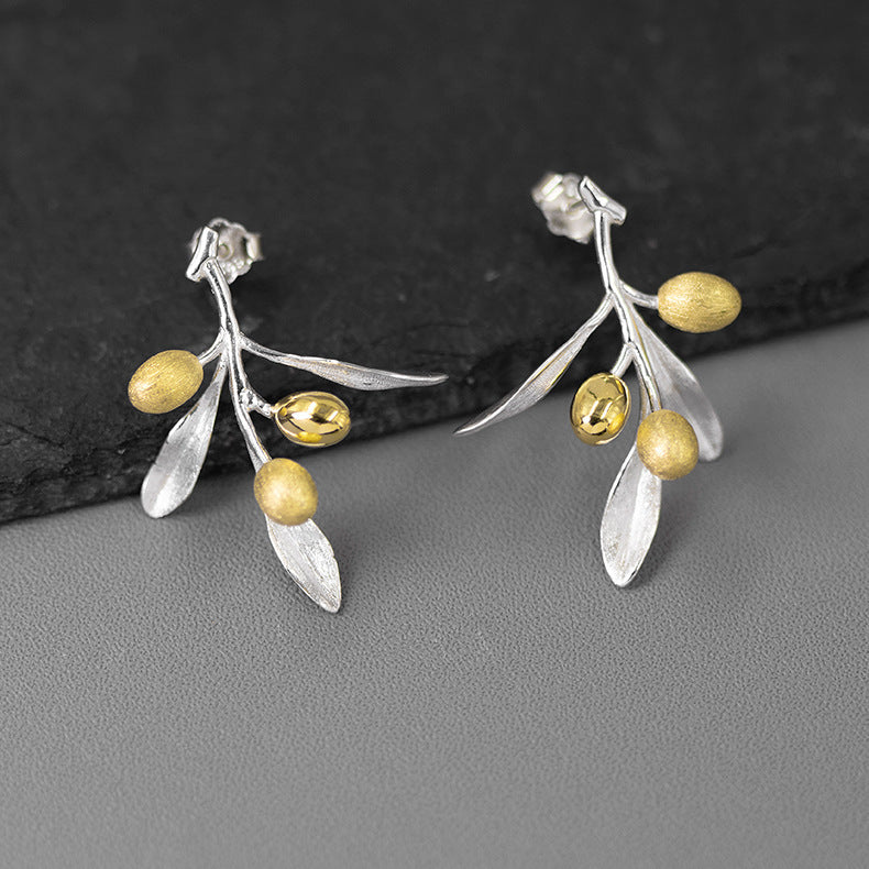 BoldlyBeautiful - Sterling Silver Elegant Olive Studs