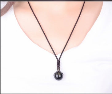 BoldlyBeautiful - Black Gold Natural Obsidian Stone Lucky Pendant Necklace