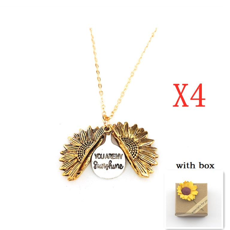 BoldlyBeautiful - Sunflower Double Lettering Pendant Necklace