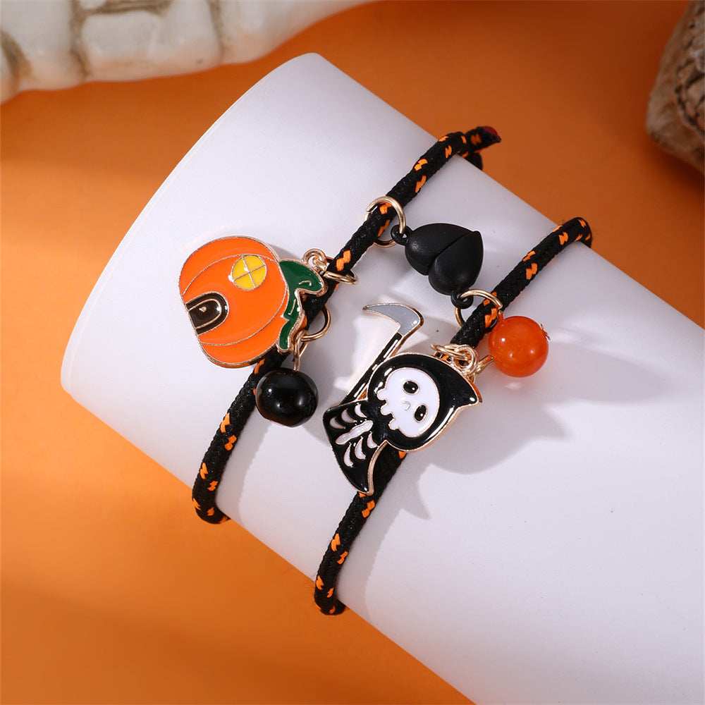 BoldlyBeautiful - Halloween Pumpkin Ghost Love Magnetic Couple Rope Bracelet