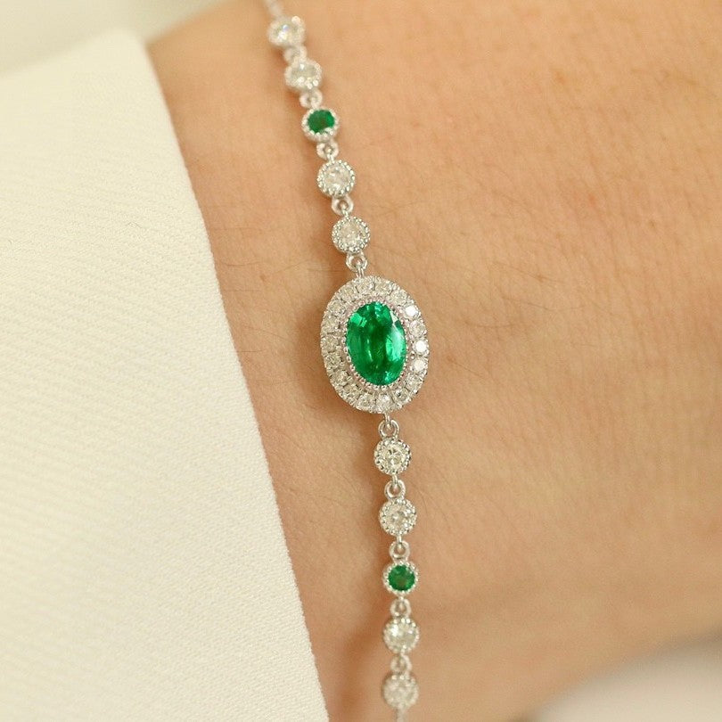 BoldlyBeautiful - Natural Wood Color Emerald Bracelet Elegant Jewelry