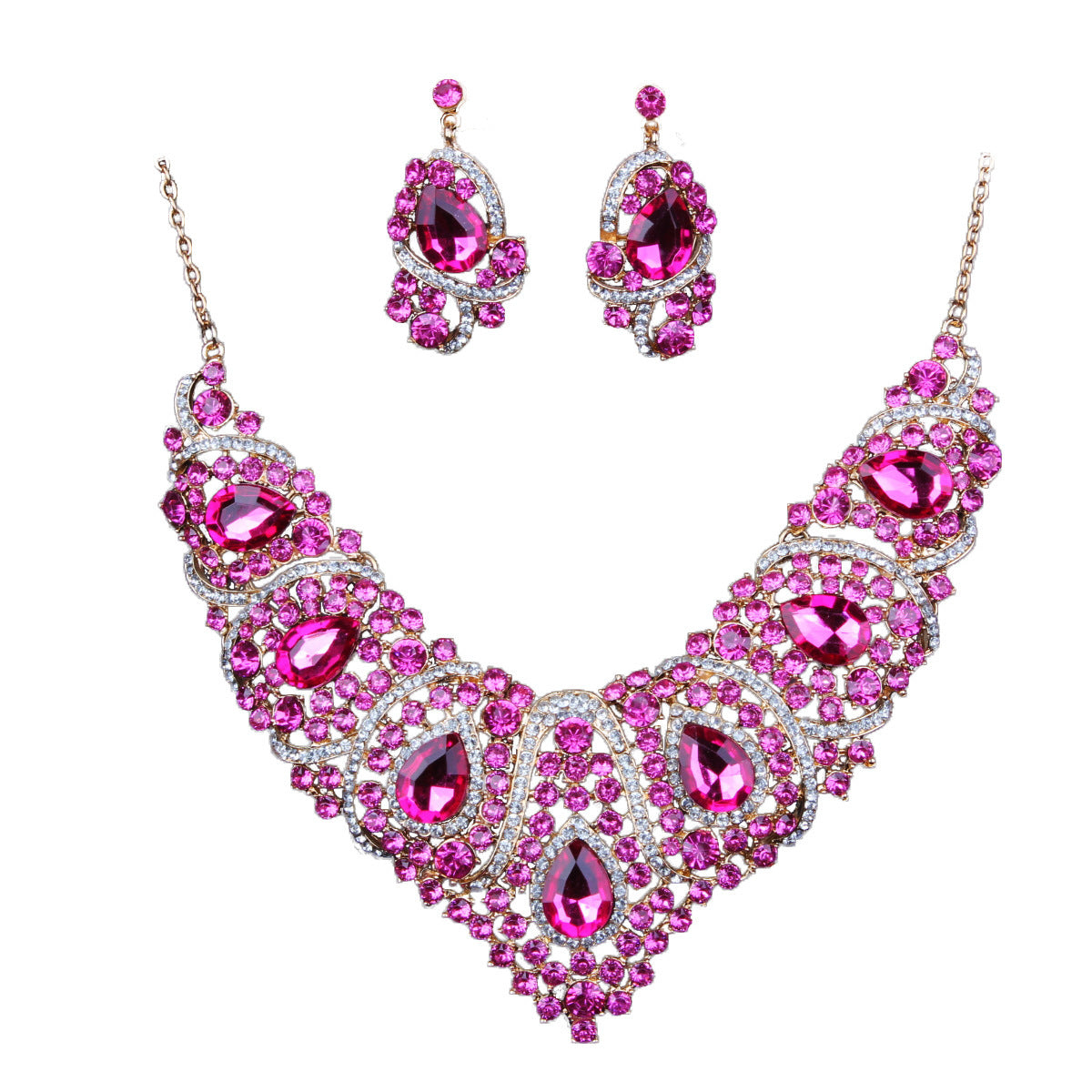 BoldlyBeautiful - Colorful Bridal Necklace and Earring Set