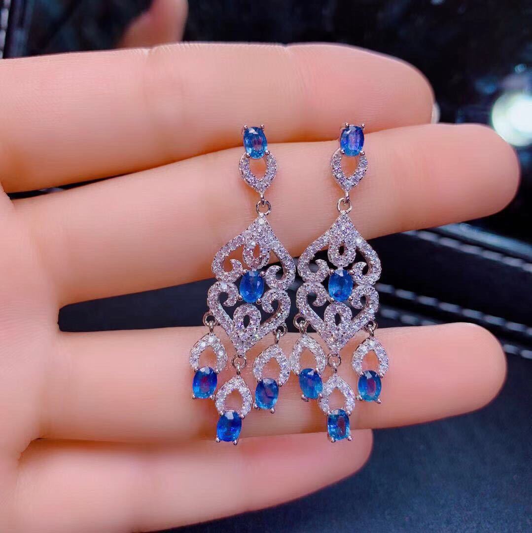 BoldlyBeautiful - Natural Sri Lanka Sapphire Earrings in S925 Silver