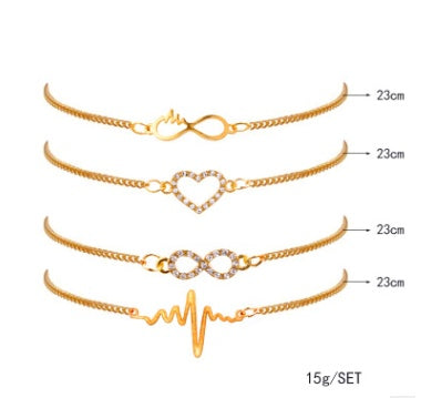 BoldlyBeautiful - Gold Color Crystal Wedding Bracelets Set CZ Stone Heart Jewelry