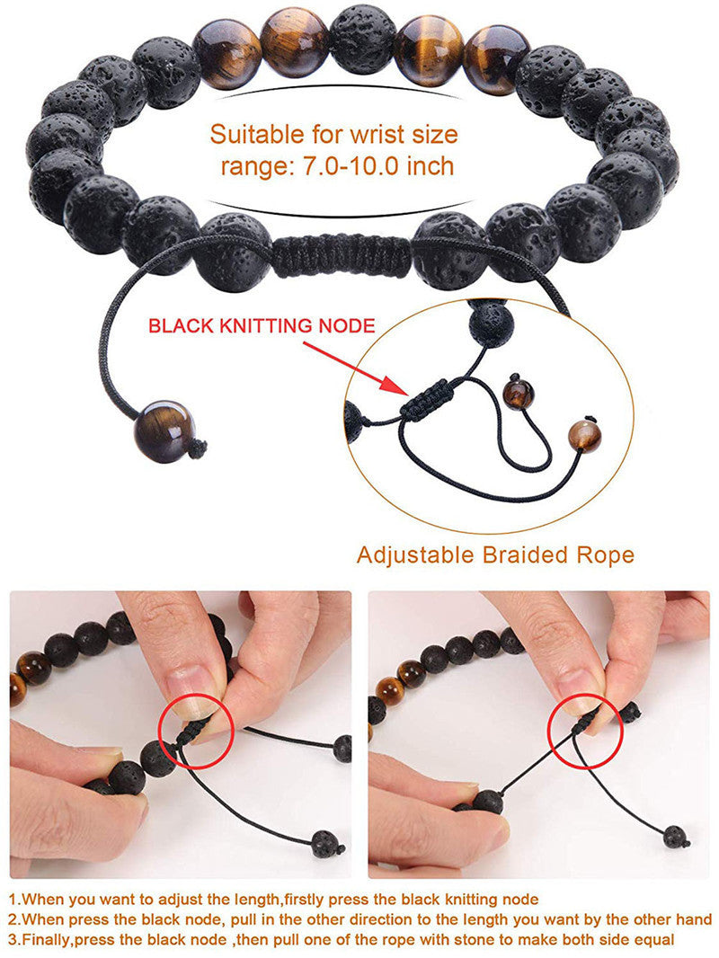 BoldlyBeautiful - Tiger Eye Couple Bracelets Matte Black Agate Beads Jewelry