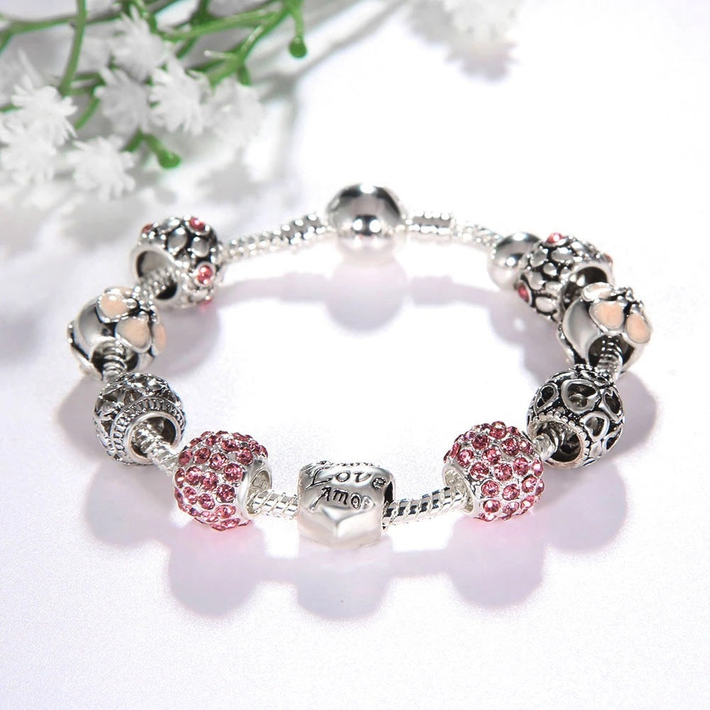 BoldlyBeautiful - Elegant Silver Charm Bracelet Fashion Jewelry