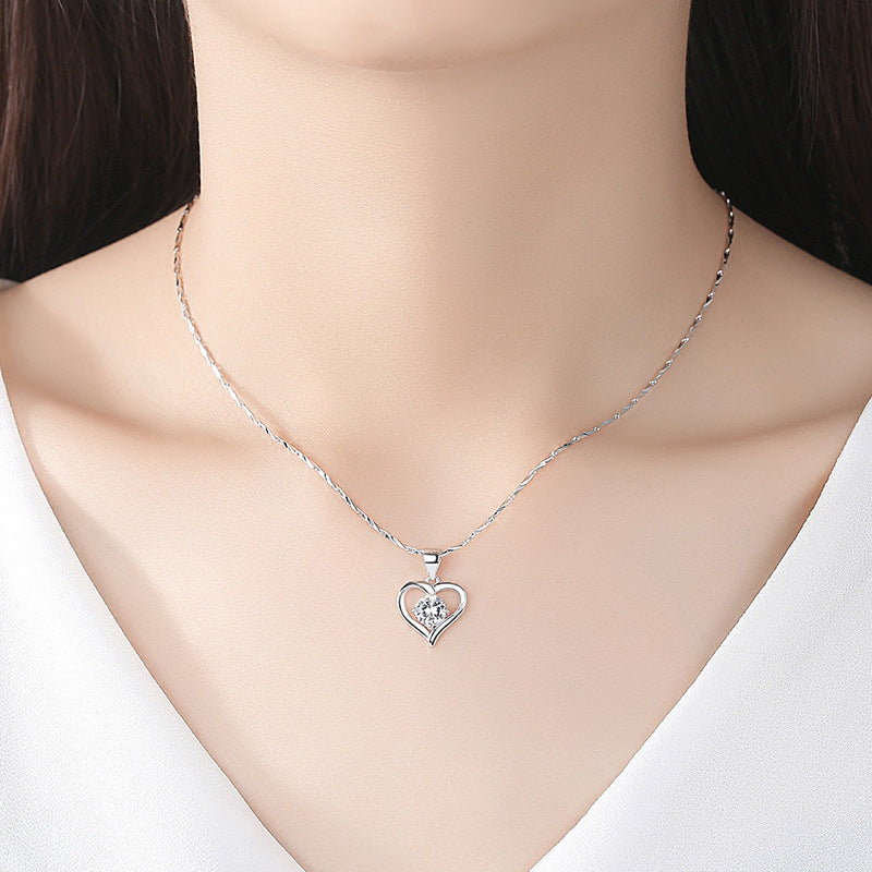 BoldlyBeautiful - S999 Sterling Silver Heart-Shaped Pendant Necklace