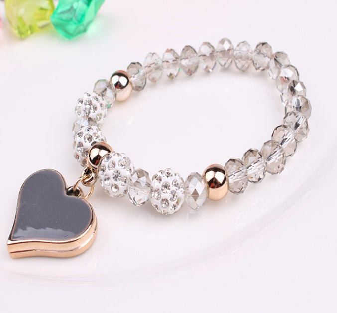 BoldlyBeautiful - Elastic Crystal Bracelet & Bangle Heart Jewelry