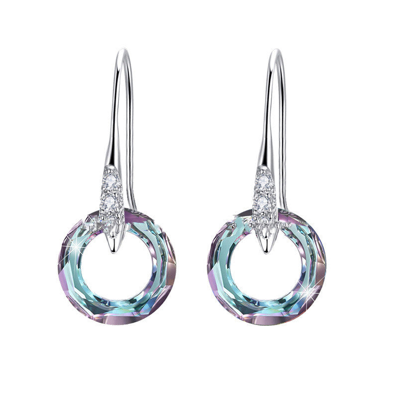 BoldlyBeautiful - Austrian Crystal S925 Silver Universe Ring with Diamond Ear Hook Earrings