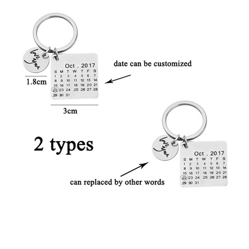 BoldlyBeautiful - Custom Calendar Keychain with Engraved Date and Name