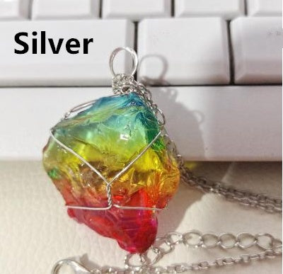 BoldlyBeautiful - Rainbow Quartz Crystal Pendant Necklace