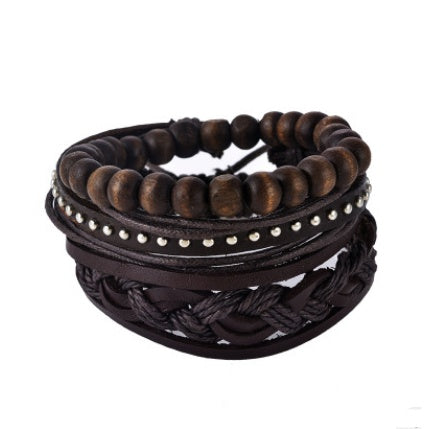 BoldlyBeautiful - Leather Multilayer Bead Bracelet Punk Wrap Vintage Jewelry