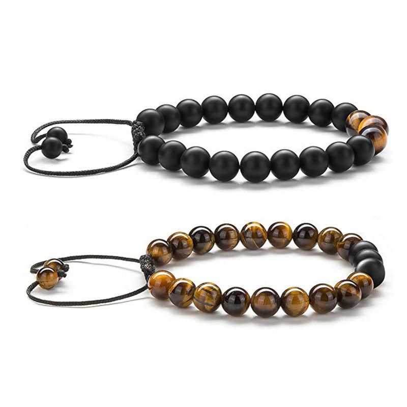 BoldlyBeautiful - Tiger Eye Couple Bracelets Matte Black Agate Beads Jewelry