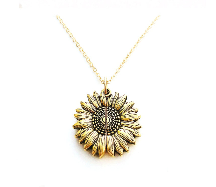 BoldlyBeautiful - Sunflower Double Lettering Pendant Necklace