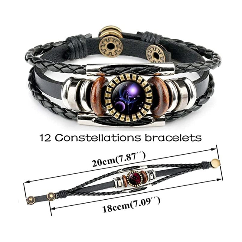 BoldlyBeautiful - Zodiac Sign Bracelets for Women Men Beaded Leather Jewelry