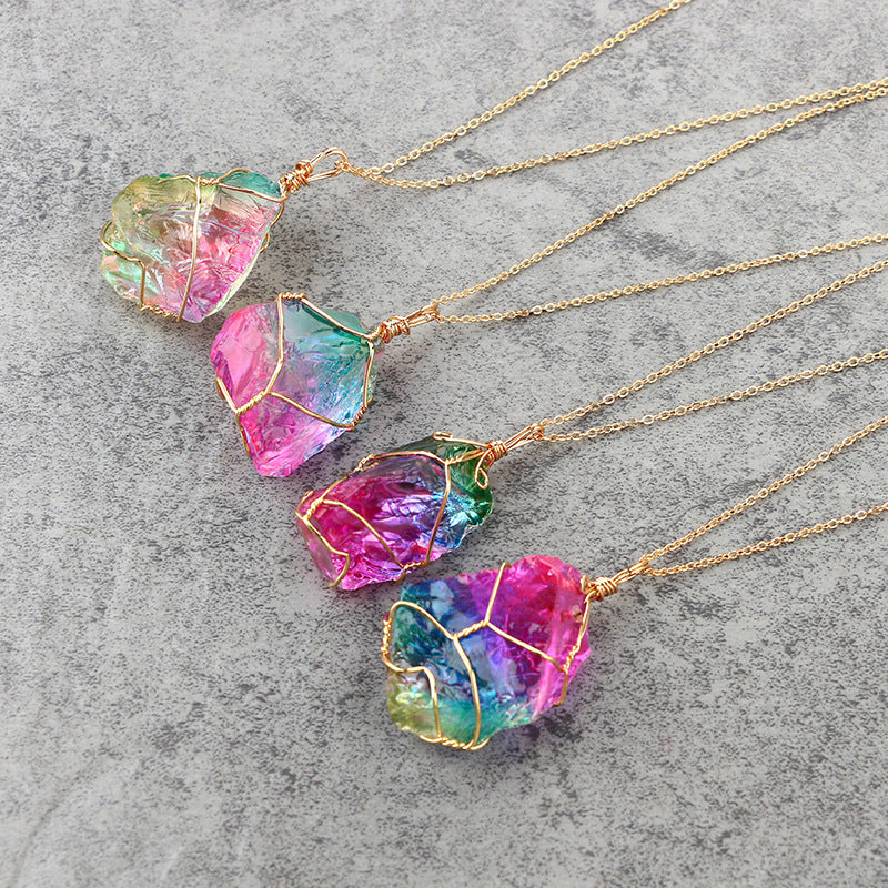 BoldlyBeautiful - Rainbow Quartz Crystal Pendant Necklace