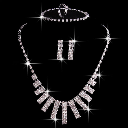 BoldlyBeautiful - 4 Pieces Rhinestones Necklace Set For Wedding