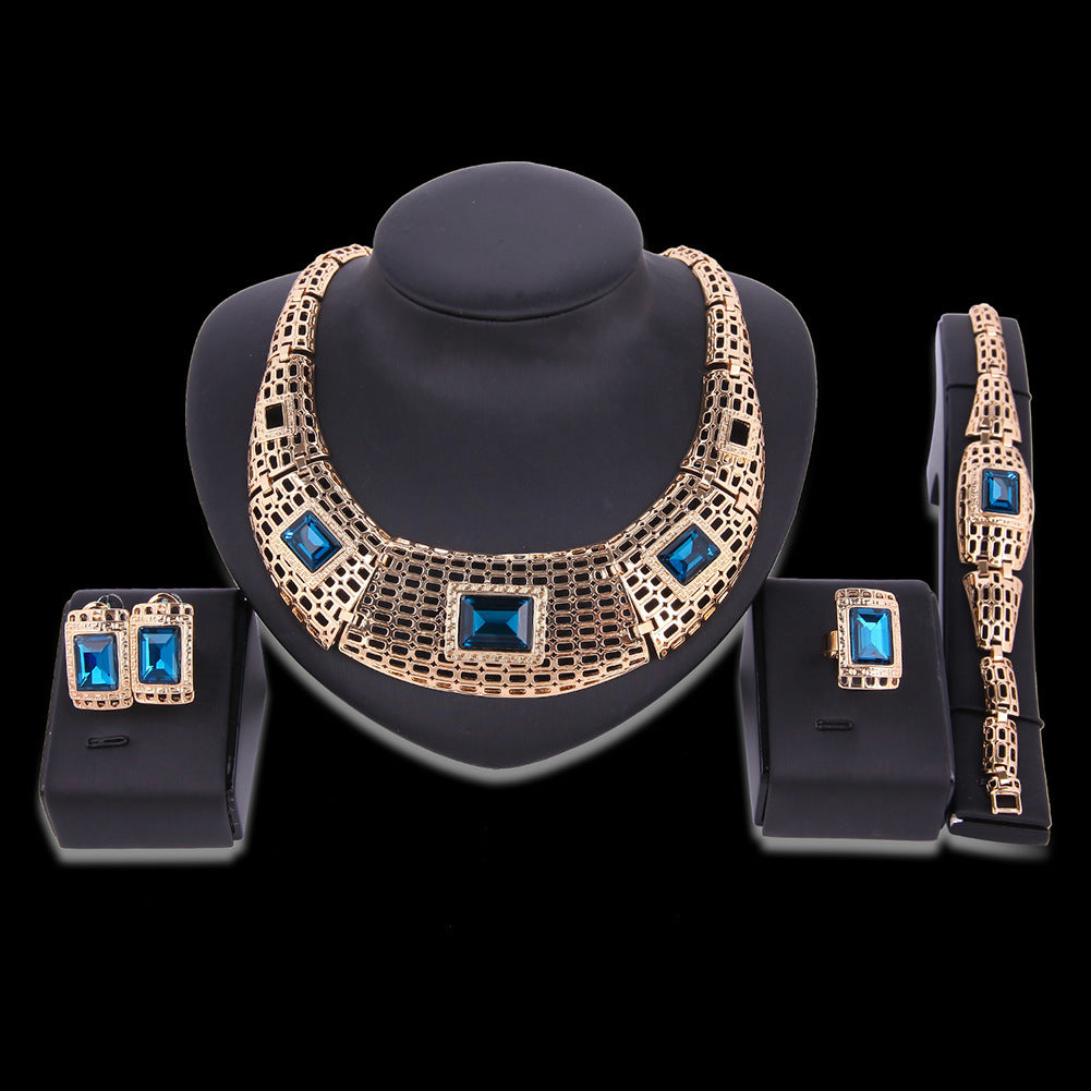 BoldlyBeautiful - Electroplating Alloy Gemstone Bridal Jewelry Sets