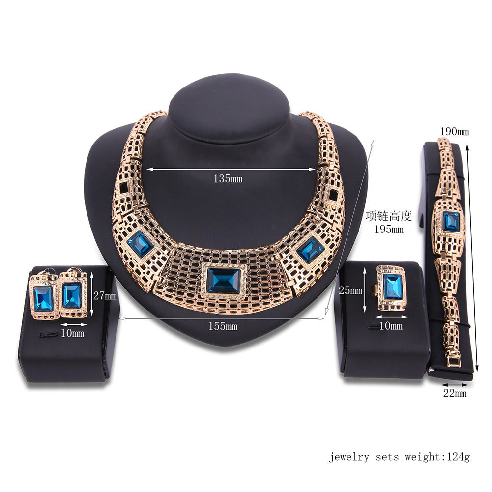 BoldlyBeautiful - Electroplating Alloy Gemstone Bridal Jewelry Sets