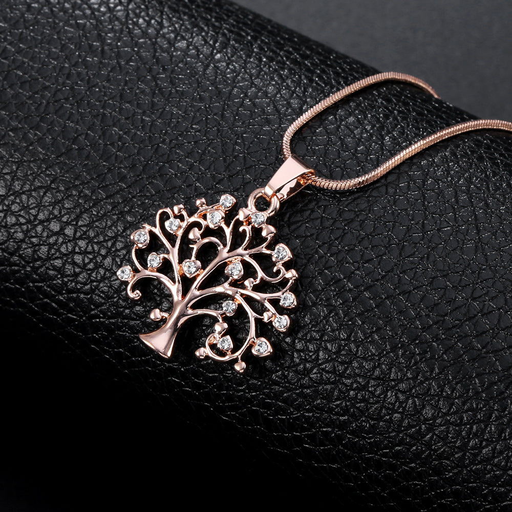 BoldlyBeautiful - Multi-Layer Tree of Life Pendant Necklace with CZ Zircon