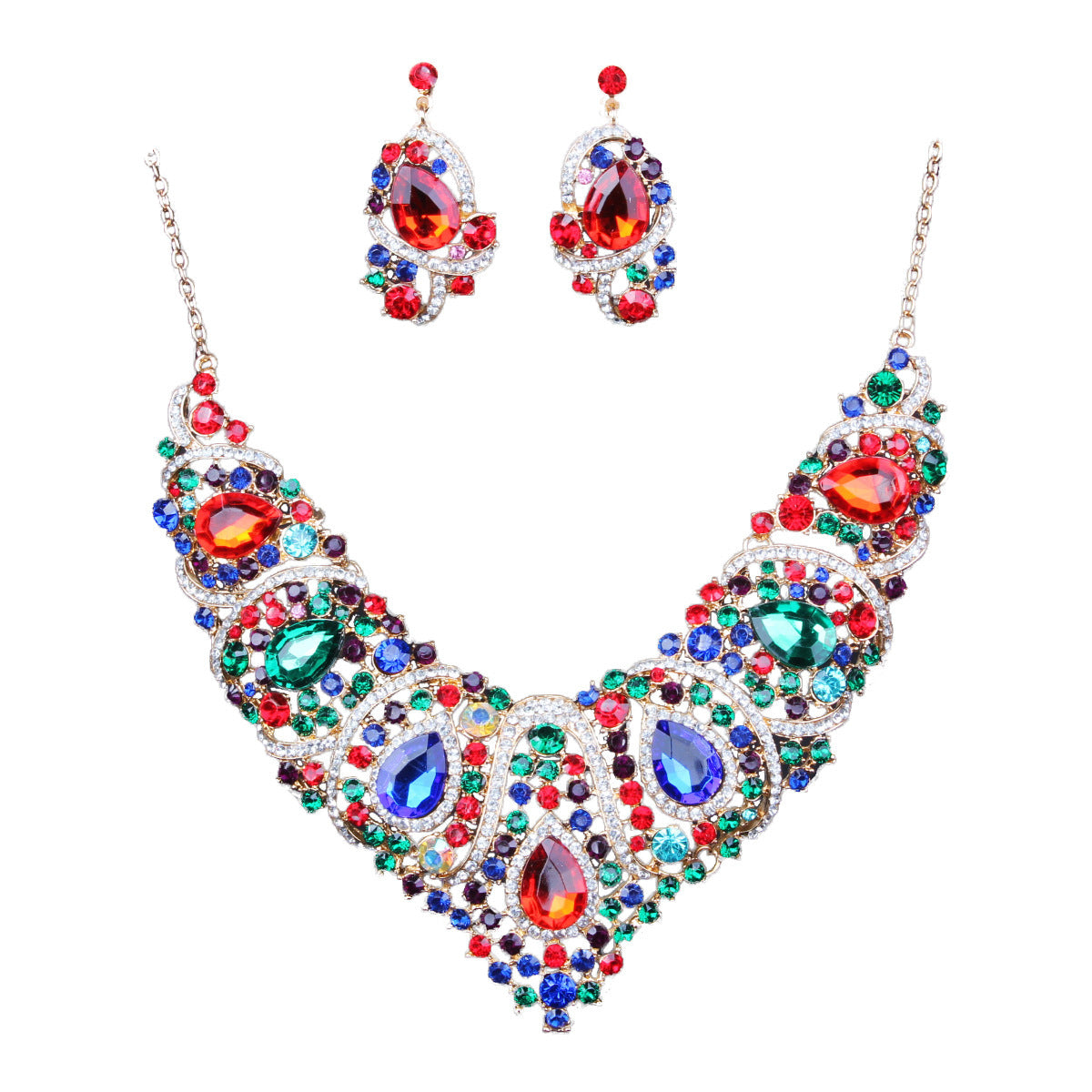 BoldlyBeautiful - Colorful Bridal Necklace and Earring Set