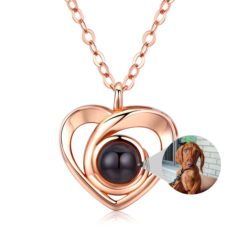 BoldlyBeautiful - S925 Silver Romantic Photo Projection Heart-Shaped Pendant Necklace