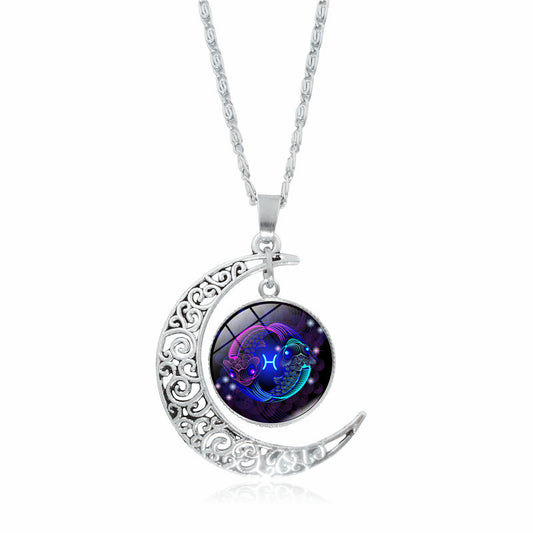 BoldlyBeautiful - 12 Constellation Moon Pendant Necklace