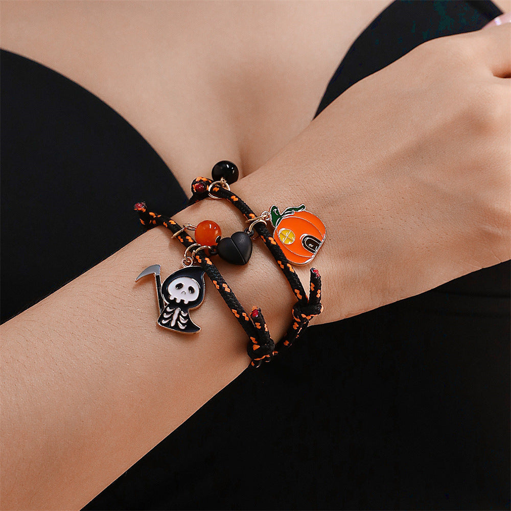 BoldlyBeautiful - Halloween Pumpkin Ghost Love Magnetic Couple Rope Bracelet