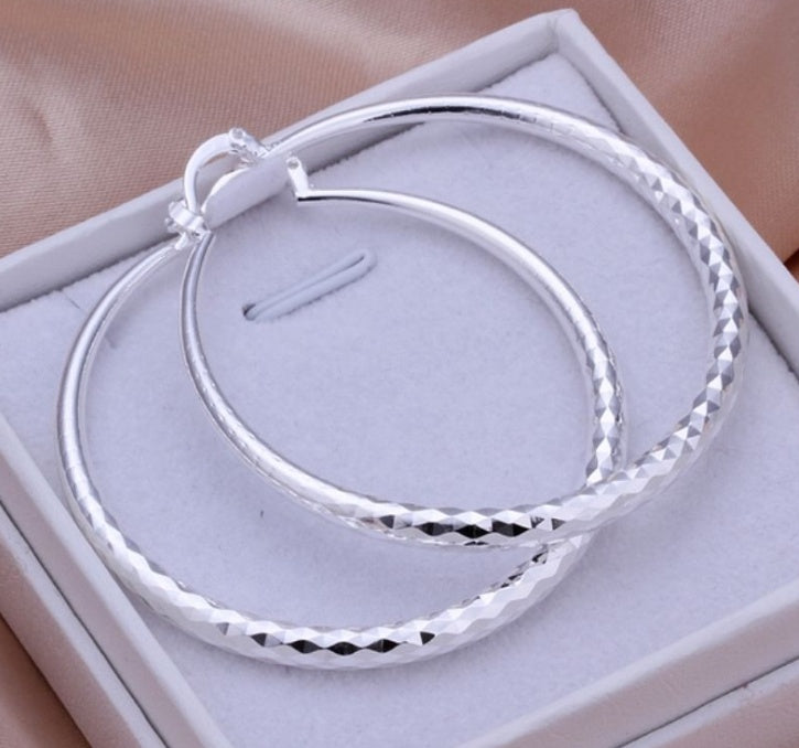 BoldlyBeautiful - 925 Silver Exaggerated Large Hoop Earrings