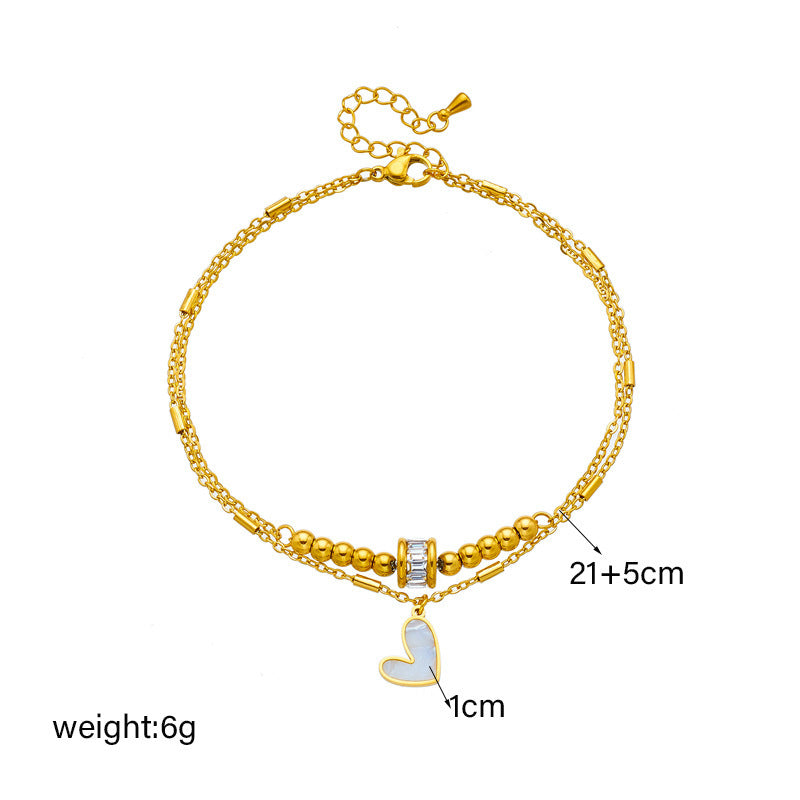 BoldlyBeautiful - Boho Classic Love Heart Ankle Chain Double Layer Bracelet Anklet Jewelry