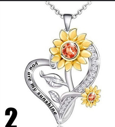 BoldlyBeautiful - Sunflower Heart-Shaped Small Pendant Necklace