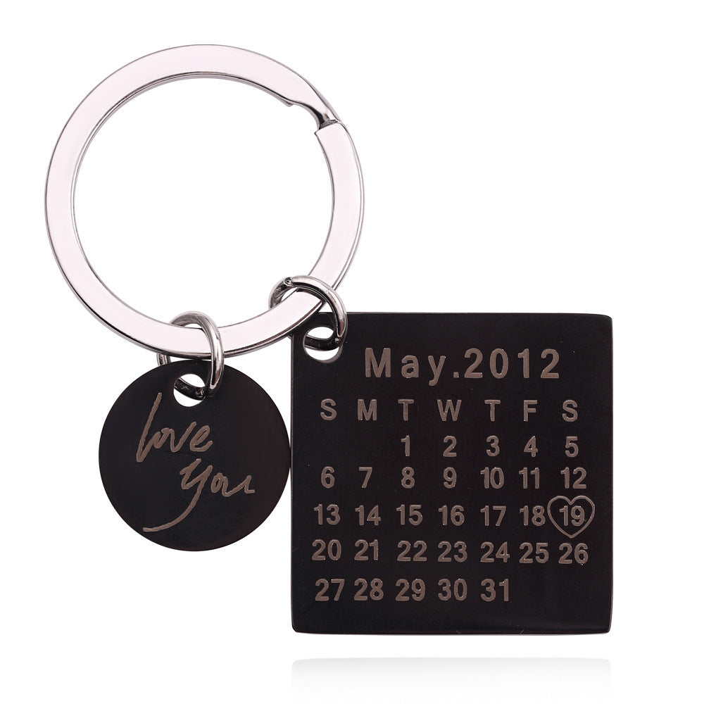 BoldlyBeautiful - Custom Calendar Keychain with Engraved Date and Name