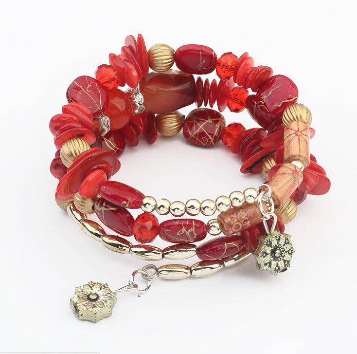 BoldlyBeautiful - Pine Agate Beaded Multi-Layer Winding Bracelet