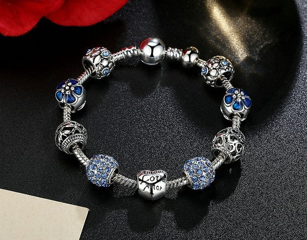 BoldlyBeautiful - Elegant Silver Charm Bracelet Fashion Jewelry