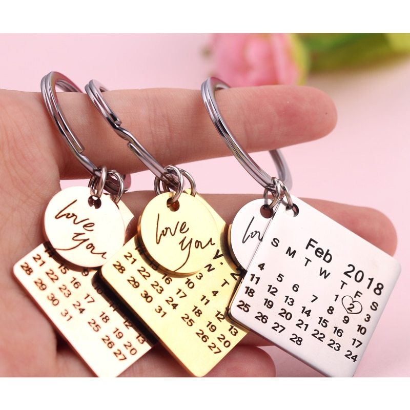 BoldlyBeautiful - Custom Calendar Keychain with Engraved Date and Name