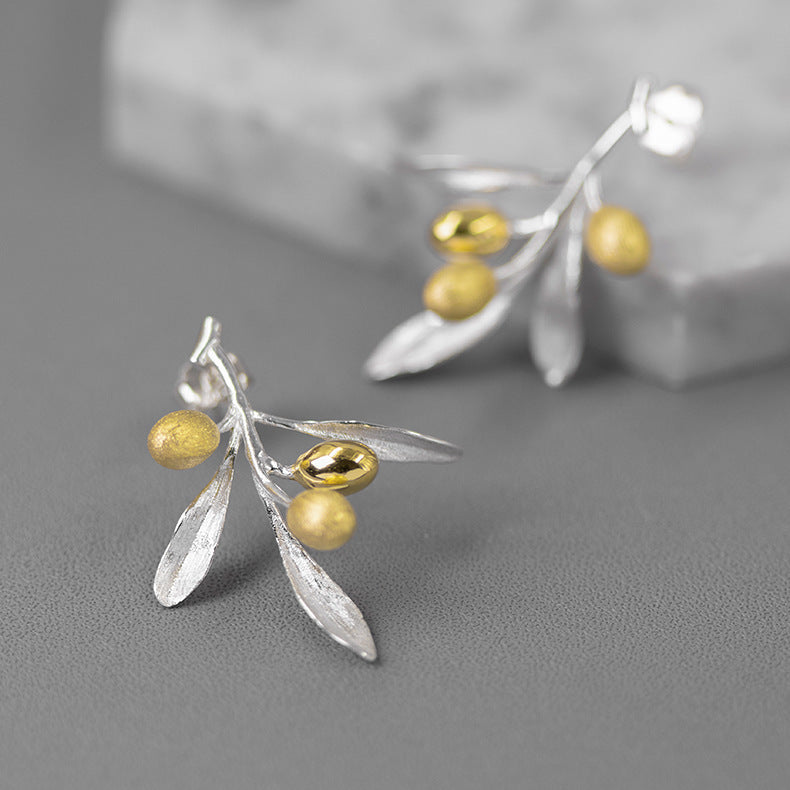 BoldlyBeautiful - Sterling Silver Elegant Olive Studs