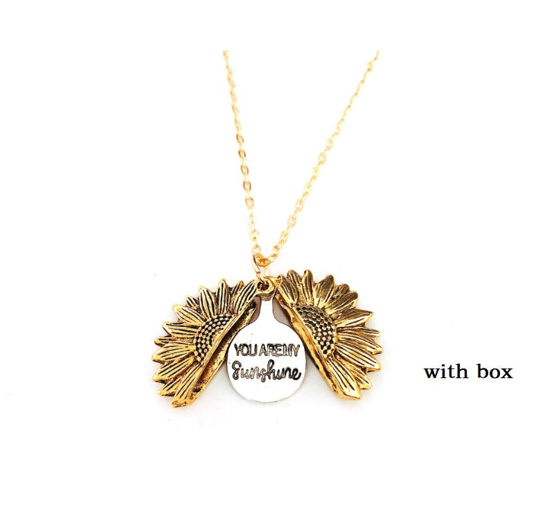 BoldlyBeautiful - Sunflower Double Lettering Pendant Necklace