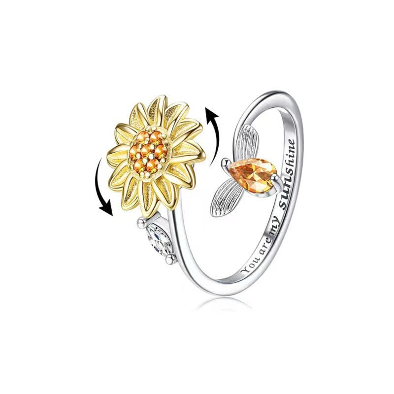 BoldlyBeautiful - Women Flower Bee Spinner Ring