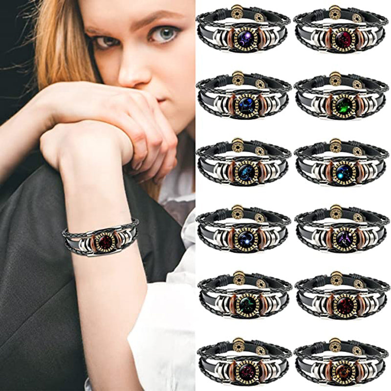 BoldlyBeautiful - Zodiac Sign Bracelets for Women Men Beaded Leather Jewelry