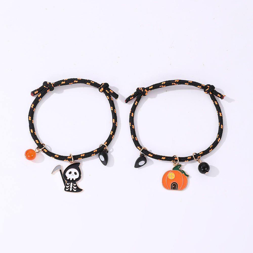 BoldlyBeautiful - Halloween Pumpkin Ghost Love Magnetic Couple Rope Bracelet