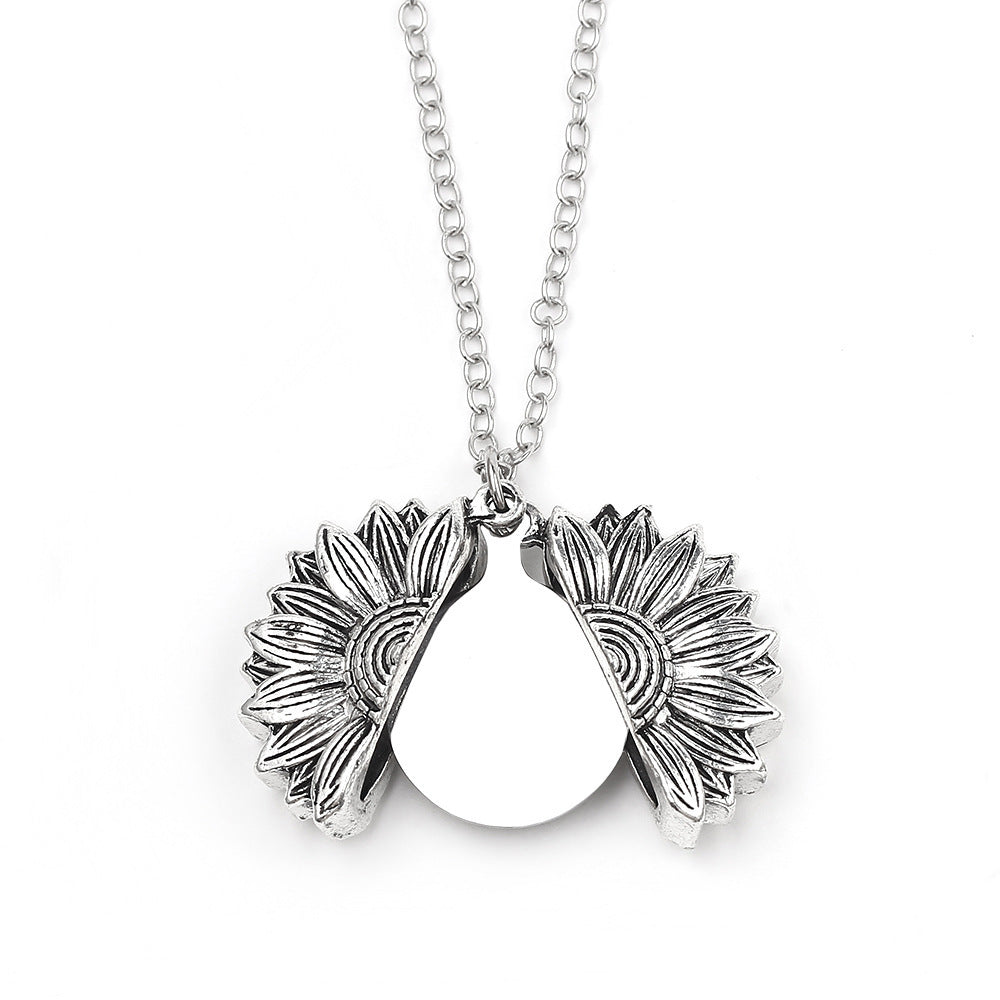 BoldlyBeautiful - Personalized Engraved Sun Flower Pendant Necklace