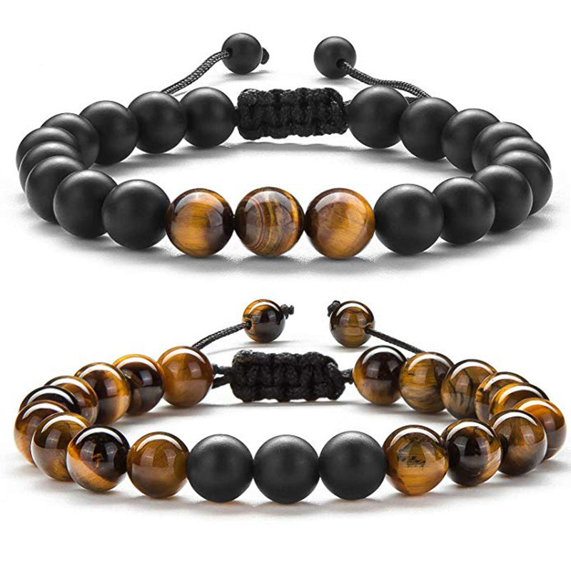 BoldlyBeautiful - Tiger Eye Couple Bracelets Matte Black Agate Beads Jewelry