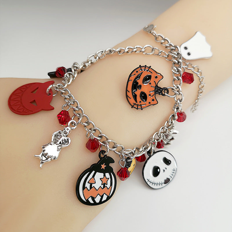 BoldlyBeautiful - Halloween Bracelet with Pumpkin Skull Ghost Funny Jewelry