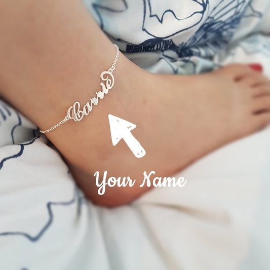 BoldlyBeautiful - Custom Name Anklets for Women Stainless Steel Cable Chain Jewelry