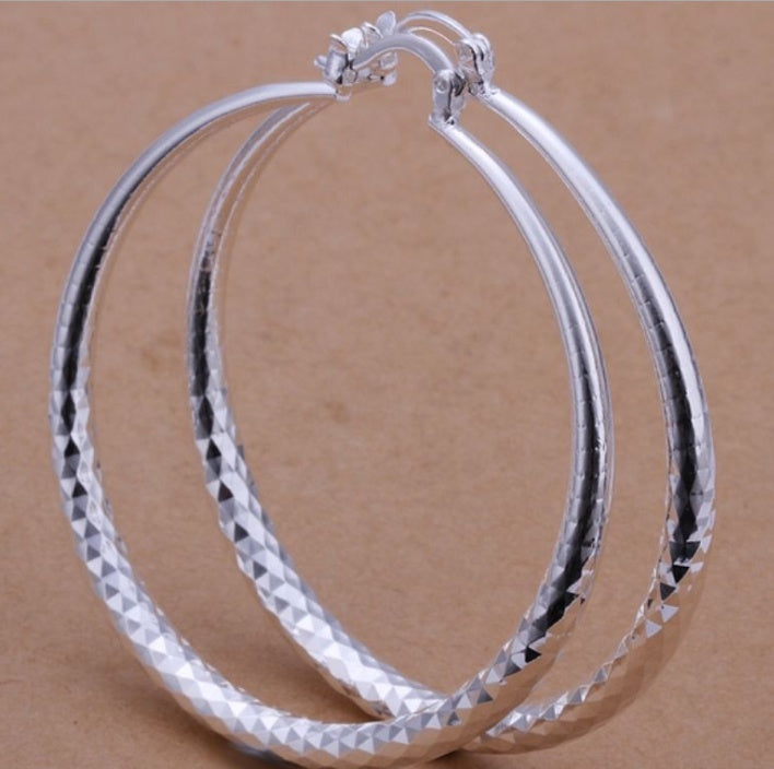 BoldlyBeautiful - 925 Silver Exaggerated Large Hoop Earrings